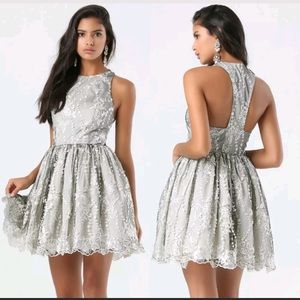 Bebe "Dotted Tulle Fit + Flare Dress" Size 4